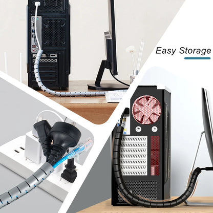 Organizador de Cables Flexible 2M - Protector de Alambres Negro para Oficina y Hogar