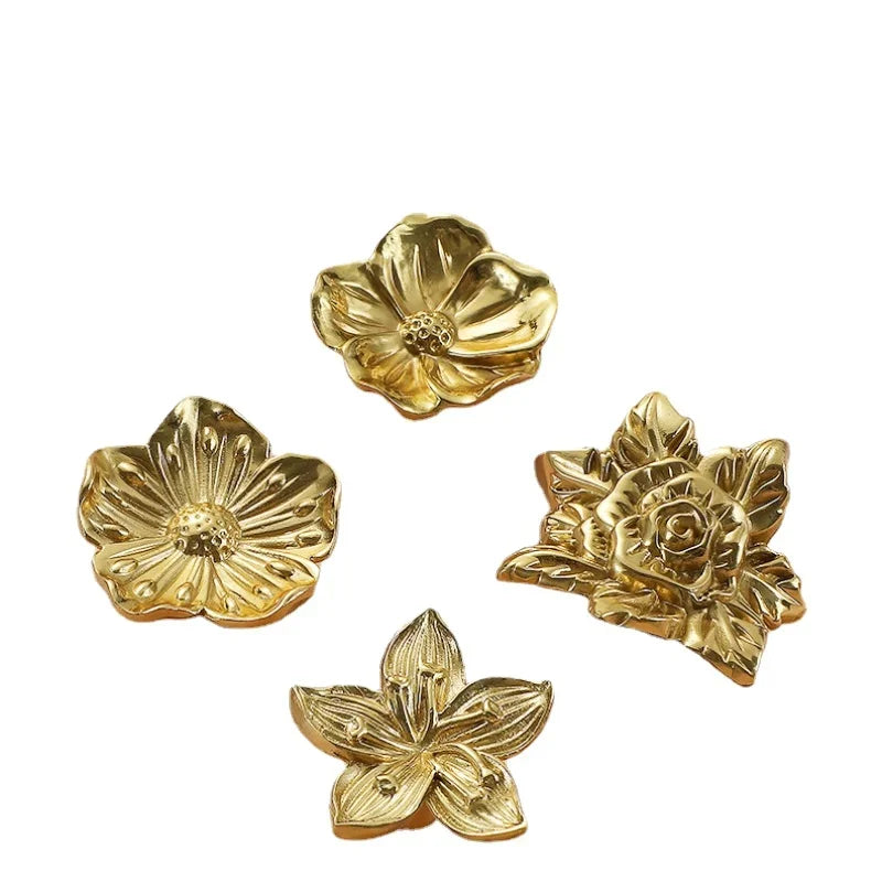 Manijas Creativas de Latón con Diseño de Hoja de Flor - Estilo Chino para Muebles