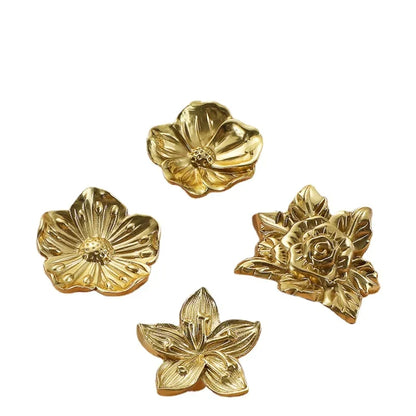 Manijas Creativas de Latón con Diseño de Hoja de Flor - Estilo Chino para Muebles