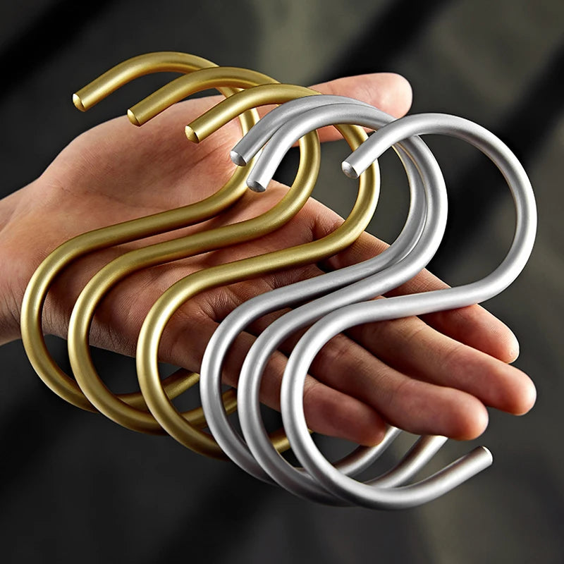 Ganchos en forma de C para colgar ropa, Perchero de aleación de aluminio, soporte para bufandas en forma de S, 5 piezas