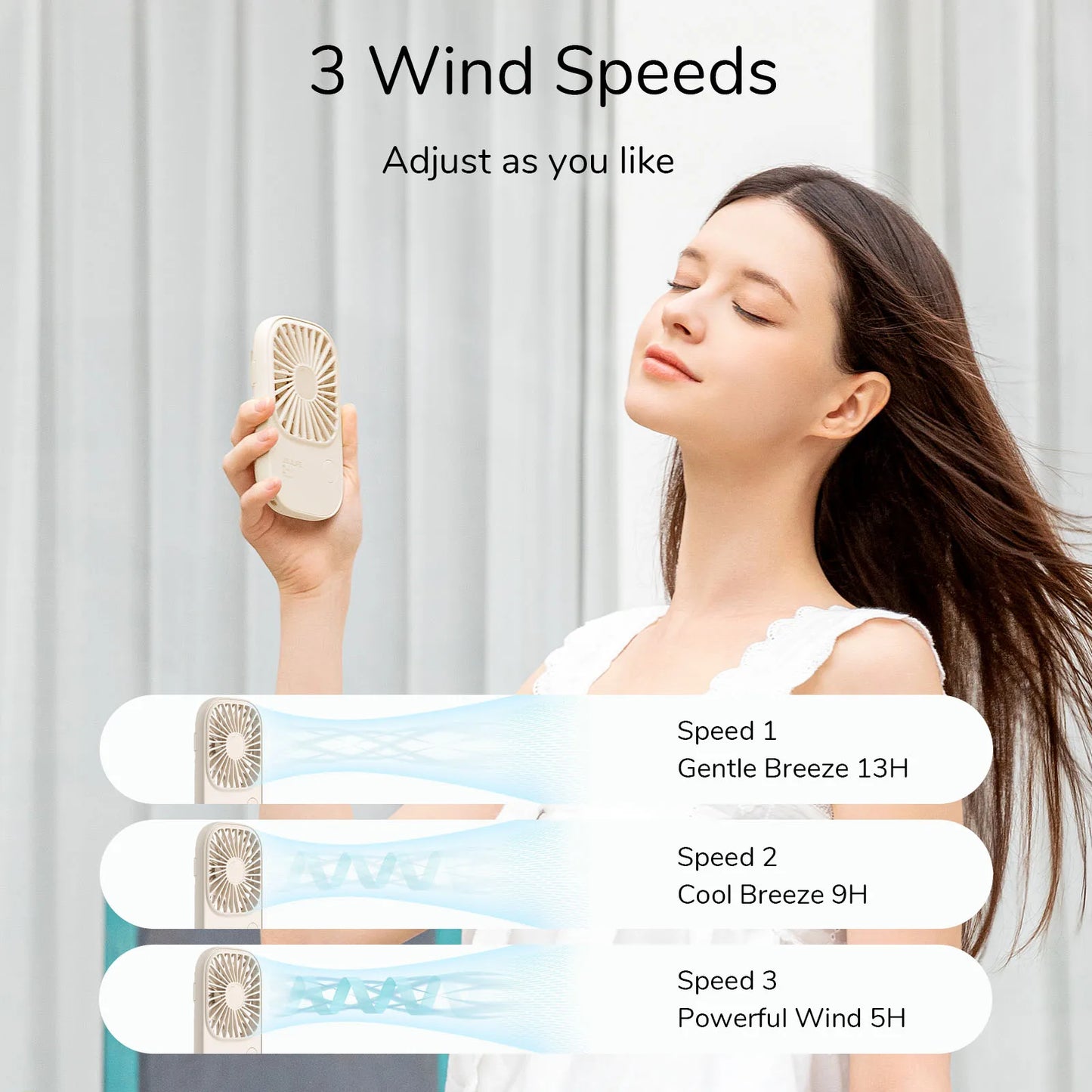 Ventilador Portátil JISULIFE Mini Handheld con Soporte - Diseño Ultra Delgado, Recargable por USB, Ideal para Maquillaje de Pestañas