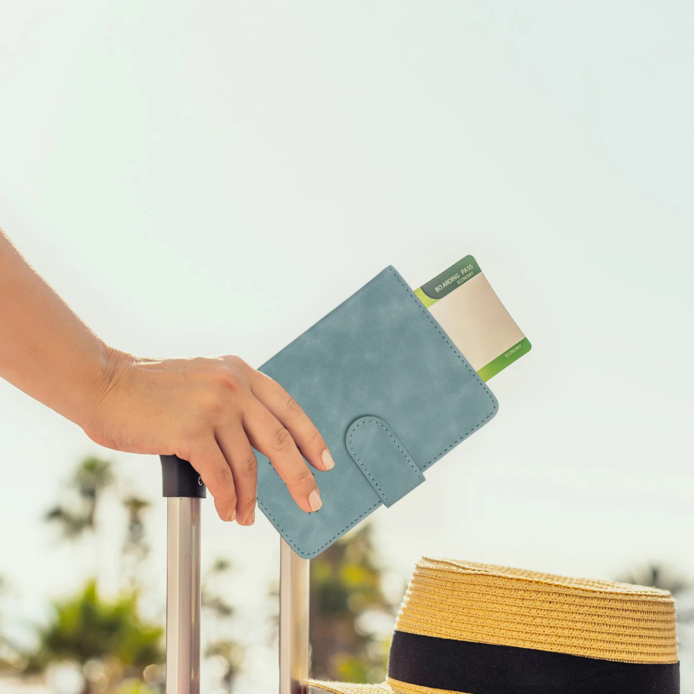 Funda para pasaporte con bloqueo RFID, billetera de cuero, accesorios de viaje para hombres y mujeres