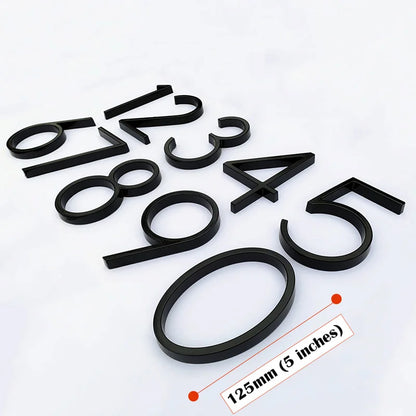 Números de Casa Flotantes de 125mm en Color Negro, Placas Modernas para Dirección Exterior, Carteles de Buzón