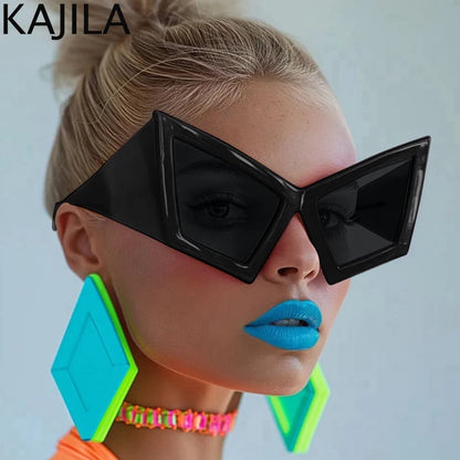 Gafas de Sol Ojo de Gato Oversized UV400 para Mujer | Estilo Punk y Protección a Prueba de Viento - Diseño de Montura Grande