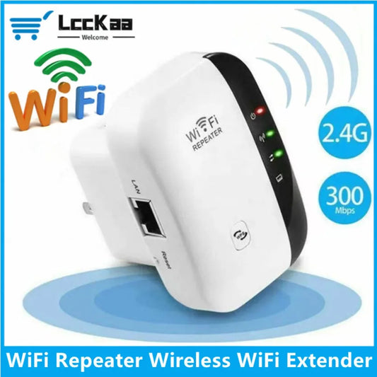 Repetidor WiFi 300Mbps LccKaa Inalámbrico 2.4G - Extensor de Rango, Amplificador de Señal y Repetidor 802.11N/B/G