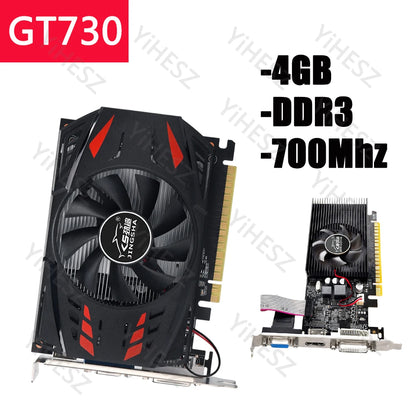 Tarjeta Gráfica Nvidia GT 730 4GB DDR3 - PCIe X16 2.0 con Puertos HDMI, VGA y DVI para PC de Escritorio