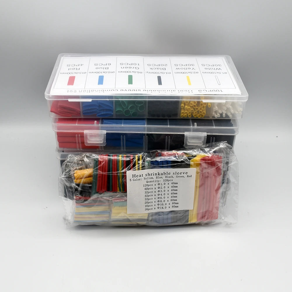 Set de Tubos Termorretráctiles 2:1, 328 PCS de Poliolefina, Aislantes y Flexibles para Conexiones de Cables y Protección de Líneas de Datos
