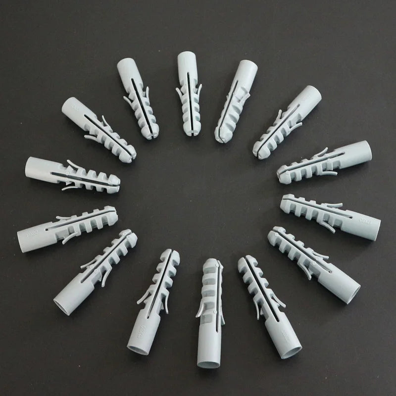 Anclajes de Pared de Plástico 4-16MM - Tornillos de Expansión para Yeso y Madera sin Tapa - Paquete de 100 Piezas