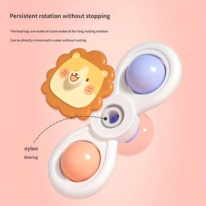 3PCS Juguetes de Baño con Ventosa para Bebés - Juguetes Educativos Divertidos con Sonido y Rotación para Niños, Juego Sensorial y Antiestrés