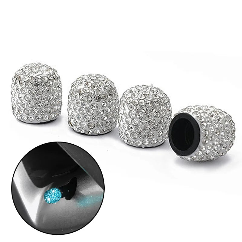 Tapas de Válvula para Llantas con Diamantes (4 piezas) – Cubierta de Válvula Antipolvo Brillante para Coche