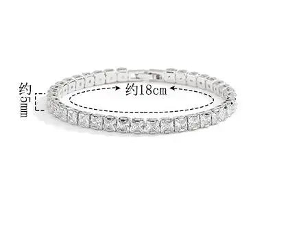 Pulsera de moissanita auténtica de 3/3, 5/4/5mm, de plata de ley S925 brillante, joyería de diamantes para fiesta de boda de lujo