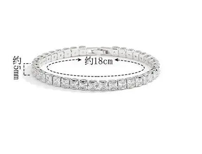 Pulsera de moissanita auténtica de 3/3, 5/4/5mm, de plata de ley S925 brillante, joyería de diamantes para fiesta de boda de lujo