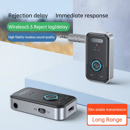 Adaptador Bluetooth 5.3 2 en 1 Receptor y Transmisor de Audio – Conexión Inalámbrica para Auto, TV, Auriculares, Bocinas y Más