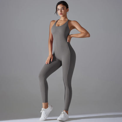 Bodycon Enterizo Deportivo Sin Espalda para Mujer - Push-Up, Yoga y Fitness