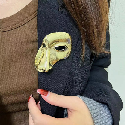 Goth Unisex Half Face Mask Lips Metal BroocMáscara Gótica Unisex con Broche de Metal en Forma de Labios para Mujer y Hombre, Accesorio Punk Hip Hop, Regalo de Joyería Vintagehs for Women Men Hip Hop Punk Pins Accessory Vintage Jewelry Gift