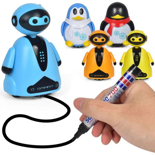 Robot de Inducción que Sigue Líneas – Juguete Educativo Interactivo para Niños | Robot Pingüino Eléctrico con Sensor Óptico