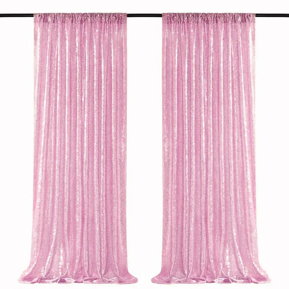 2x8ft Sparkly Sequin Backdrop Curtain Rose Gold Glitter Backdrop Curtains for Wedding Birthday Christmas Baby Shower Party Decor