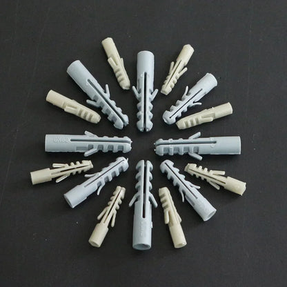 Anclajes de Pared de Plástico 4-16MM - Tornillos de Expansión para Yeso y Madera sin Tapa - Paquete de 100 Piezas