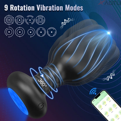 Masajeador Prostático con Control APP – Vibrador Masculino Rotatorio, Plug Anal Inalámbrico con Modos de Vibración para Estímulo Dual