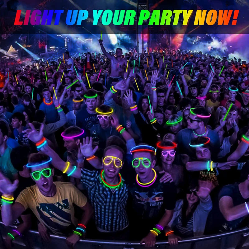 12-164Pcs Accesorios Luminosos para Fiestas - Gafas LED, Barras de Luz, Luces para Dedos y Horquillas Brillantes