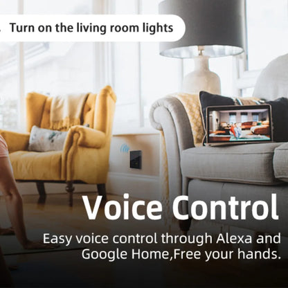 Interruptor de Pared Inteligente Wifi VISWE Tuya BR/USA 1/2 Gang, Panel de Vidrio Templado con Control de Voz para Alexa y Google Home