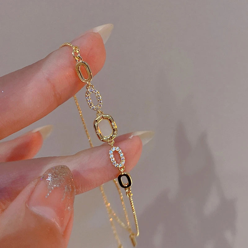 Pulsera Ajustable de Zirconia de Color Dorado 18K - Pulsera de Moda de Lujo para Mujer - Joyería de Fiesta y Regalos