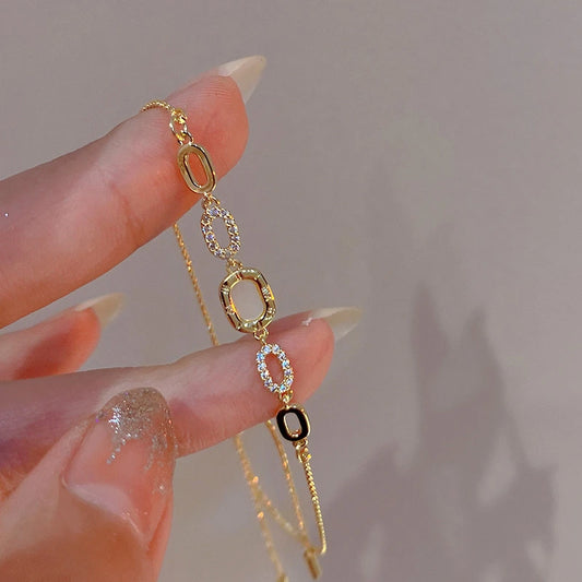 Pulsera Ajustable de Zirconia de Color Dorado 18K - Pulsera de Moda de Lujo para Mujer - Joyería de Fiesta y Regalos