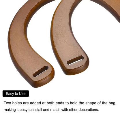 Mangos de Madera Desmontables en Forma de U – Accesorios para Bolsos de Mano y DIY, Repuesto para Bolsas de Playa y Clutches, 18.5 cm