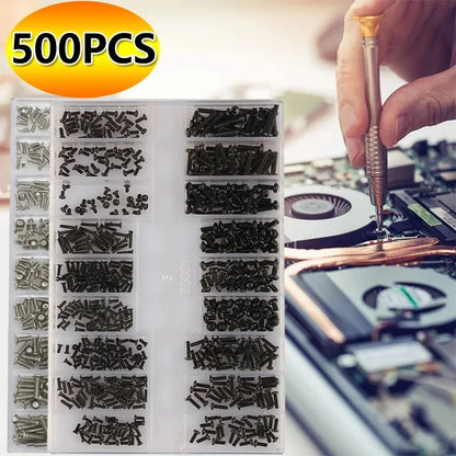 Kit de 500 Piezas de Tornillos Miniatura – 18 Tipos para Reparación de Laptops, Móviles y Gafas