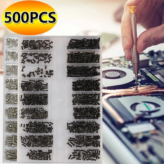 Kit de 500 Piezas de Tornillos Miniatura – 18 Tipos para Reparación de Laptops, Móviles y Gafas