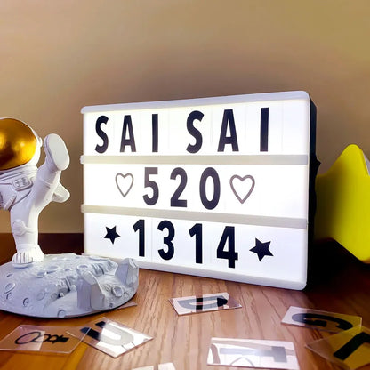 Caja de Luz LED con Letras, Tamaños A3 A4 A5 A6, Lámpara Nocturna DIY con USB o Pilas AA, Ideal para Regalo y Decoración