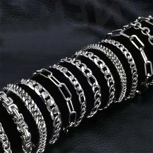 Pulsera de Cadena Cubana de Acero Inoxidable 316L para Hombre y Mujer – Figaro Vintage, Joyería de Lujo Kpop y Emo, Regalo Perfecto