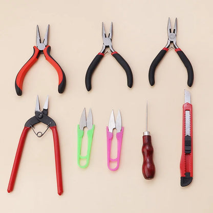 Herramienta de Bricolaje para Hacer Joyas - Kit Completo de Accesorios de Reparación con Alicates, Cuerdas Elásticas, Tijeras y Más