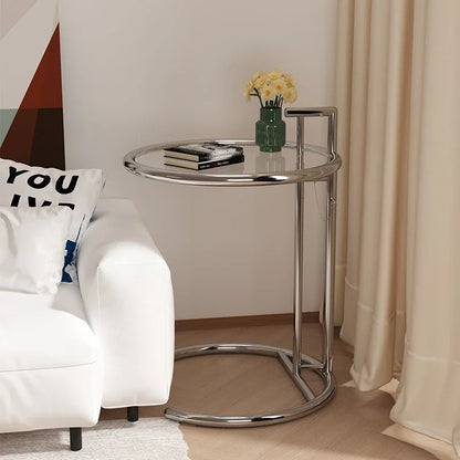 Mesa de Centro de Elevación de Vidrio Creativa Nórdica - Mesa Lateral de Sofá Moderna en Forma de C