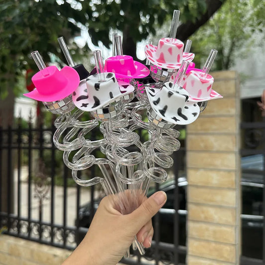 Mini Sombreros de Vaquera con Purpurina - Set de 5 Piezas para Decoraciones de Fiesta de Discoteca