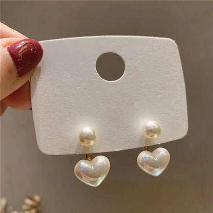 Pendientes de Pera de Imitación con Aguja de Plata 925 para Mujer - Joyería de Moda Coreana, Pendientes de Tuerca de Corazón de Lujo 2024