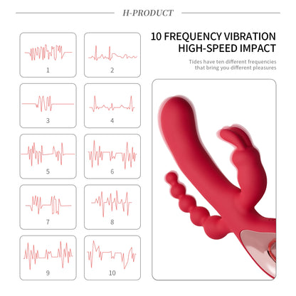 Consolador 3 en 1 Conejo Vibrador para Mujeres – Estimulador de Punto G, Clítoris y Anal, Juguete Sexual para Orgasmo Femenino