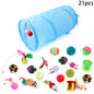 Sonajero para Gatos y Túnel de Papel Arrugado, Juguetes para Gatos Pequeños, Túnel Plegable de Poliester y Algodón, Tienda y Juguetes para Gatos, 21 Piezas