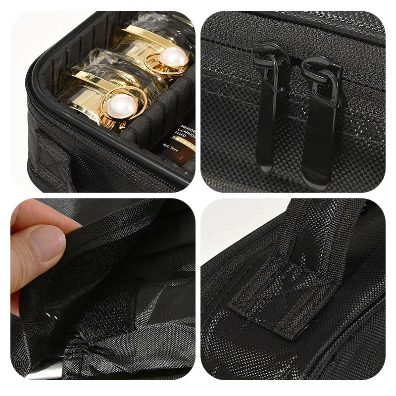 Estuche de Maquillaje Impermeable para Mujer - Organizador Profesional con Compartimentos para Brochas y Herramientas de Belleza