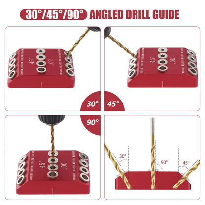 Herramienta de Taladro de Bolsillo Oblicuo de 30/45/90 Grados - Guía Británica para Taladro, Kit de Plantilla de Espiga para Madera