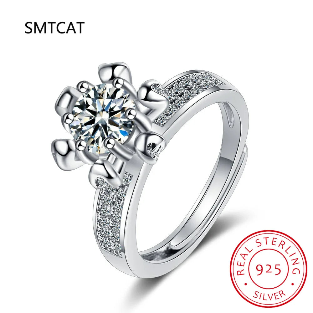 Anillo de compromiso de moissanita de 5,0 CT para mujer, sortija de diamante de laboratorio chapada en oro blanco de 14K, sortija de boda de plata de ley, joyería fina
