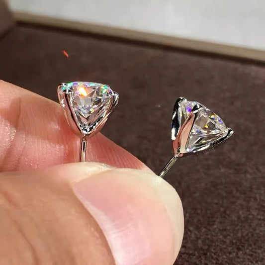 Pendientes de moissanita de Color D para mujer y niña, aretes de plata de ley 0,5, Piercing brillante, joyería fina, 925-1 quilate