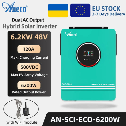 Inversor Solar Híbrido 10.2KW 6.2KW 4.2KW 3KW Off Grid Onda Sinusoidal Pura 48V 24V 12V 230VAC con MPPT 160A 120A 80A Cargador