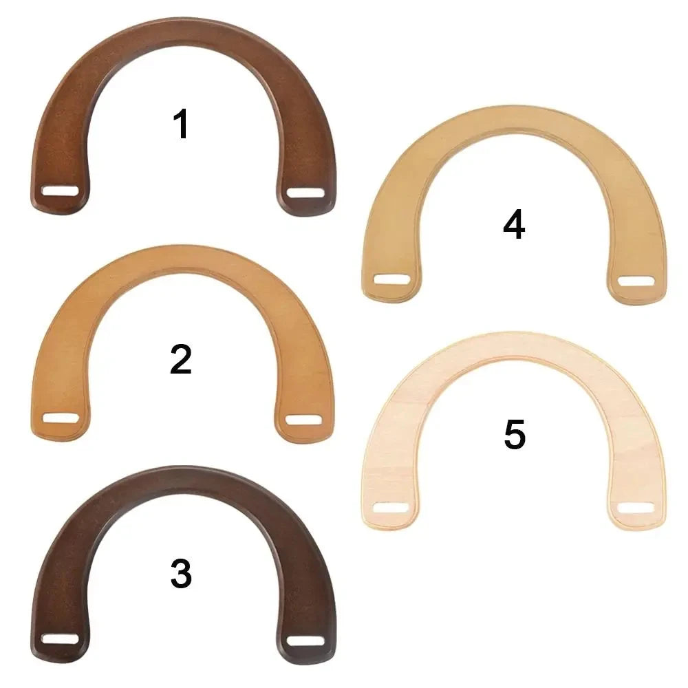 Mangos de Madera Desmontables en Forma de U – Accesorios para Bolsos de Mano y DIY, Repuesto para Bolsas de Playa y Clutches, 18.5 cm
