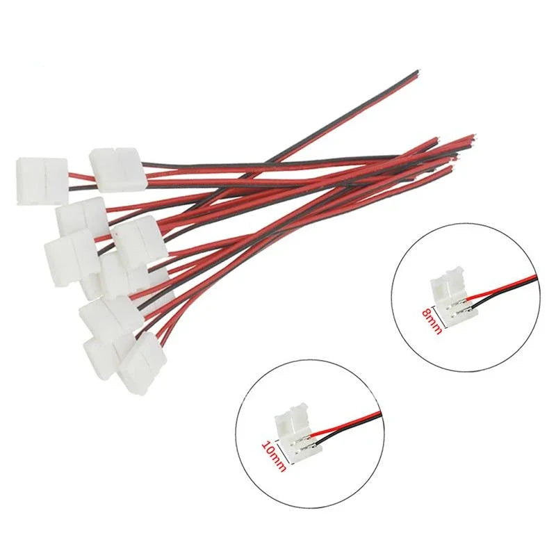 100 Piezas 2 Pines de Energía 8mm 10mm Conector de Clip de Empalme para Luces de Tiras LED de SMD 3528 5050 5630 Luces de Lámparas de Tira LED Barra Conector