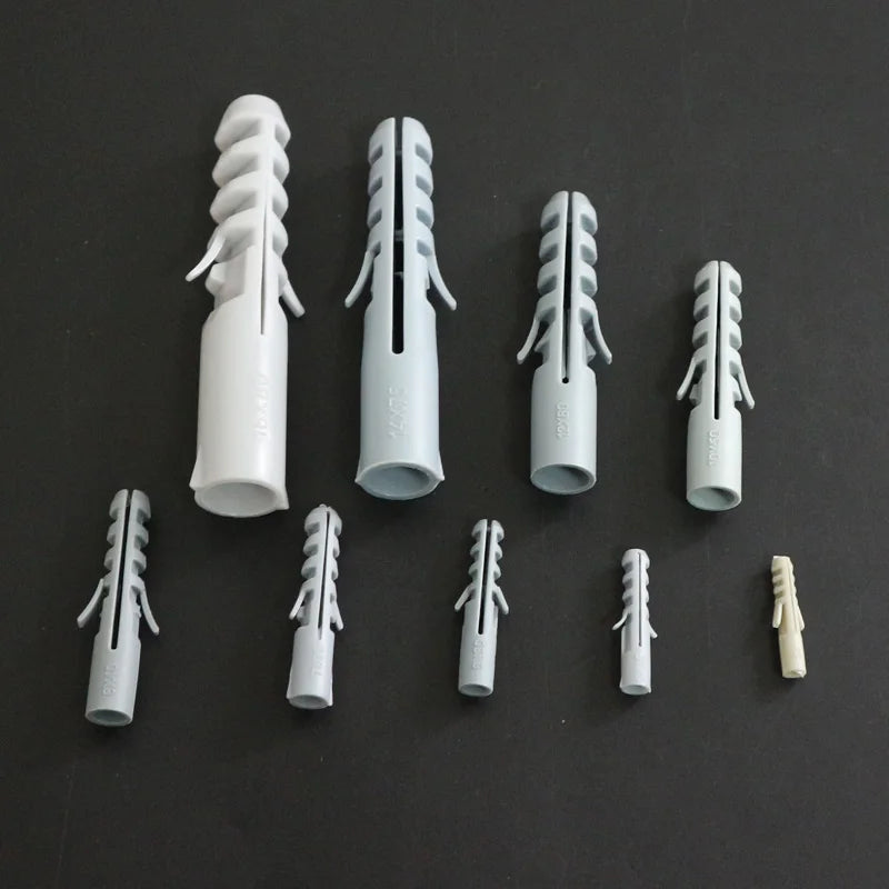 Anclajes de Pared de Plástico 4-16MM - Tornillos de Expansión para Yeso y Madera sin Tapa - Paquete de 100 Piezas