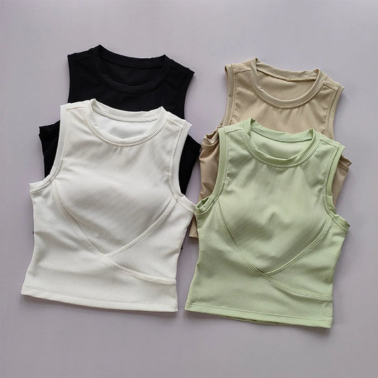 Traje de Yoga, chaleco con tirantes, almohadilla para el pecho, sujetador deportivo para cubrir el pecho, ropa para correr para mujer, Top ajustado y adelgazante para Fitness