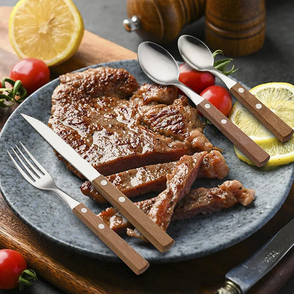 Utensilios de viaje de acero inoxidable con estuche, saludable y ecológico, tamaño completo, tenedor, cuchara, juego de utensilios portátiles con bolsa de almacenamiento