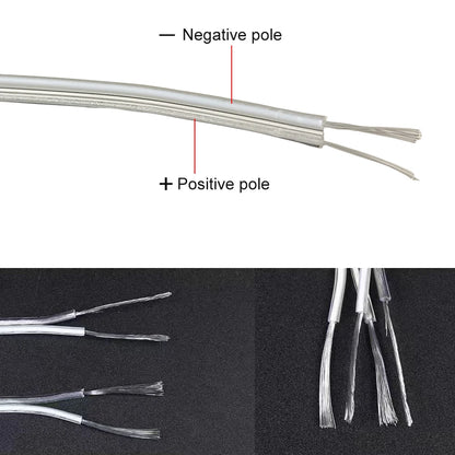 Cable de Soldadura para Luz de Neón LED, Cable Paralelo Transparente de 22AWG, 2 Pines, Iluminación LED de Audio, 5m-80m