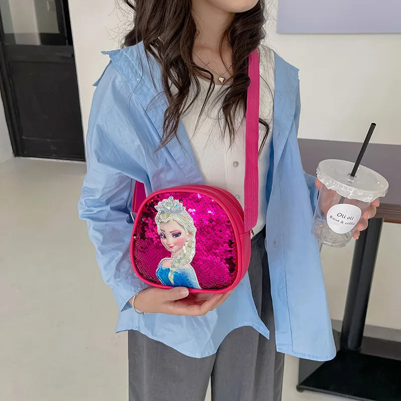 Bolso Infantil de Hombro Frozen - Diseño de Princesa Elsa con Lentejuelas, Ideal para Niñas de 2 a 8 Años